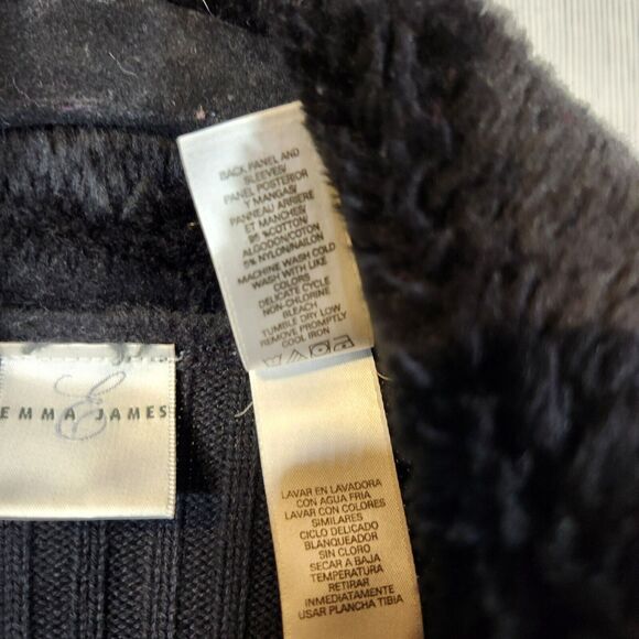Liz Claiborne Emma James $75 XL Black Button Fleece Collar Lined Jacket‎ - Picture 5 of 8